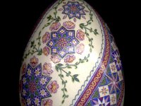 Ring Around The Rosie Ukrainian Easter Egg Pysanky By So Jeo : pysanky pysanka ukrainian easter egg batik art sojeo florals flowers birds stars trees vines blooms buds bluebird owl art sojeo "so jeo" eggshell egg shell blown decoration ivy garden rainbow rosie posy nightshad victorian trees etched brown chicken eggs turkey